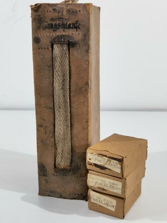 1.Weltkrieg, Pappkasten für 300 Schuss Munition 8x 57 für Gewehr 98, darin 3 Schachteln , diese jeweils 1918 datiert