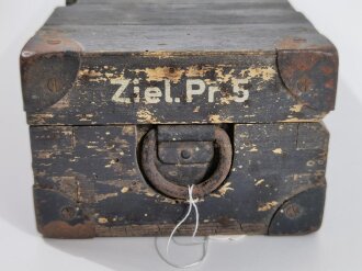 Luftwaffe, Transportkasten " Ziellinienprüfer 5 für Kaliber 30mm ( Maschinenkanone ) FL 62080. Originallack