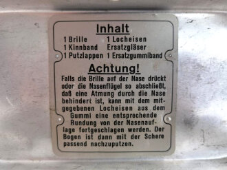 Luftwaffe Transportkasten für Windschutzbrille Baumuster 295 von Wagener Rathenow, Hergestellt 1937. Ungereinigtes Stück