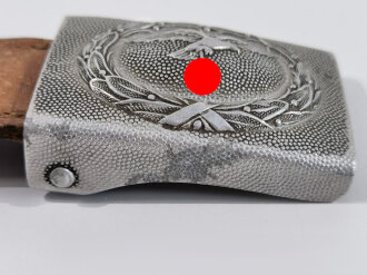 Luftwaffe, Koppelschloss für Mannschaften aus Aluminium , die Lederlasche datiert 1939