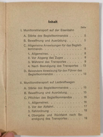 D.( Luft) 4604 " Dienstanweisung für den Führer des Begleitkommandos eines Munitionstransportes..." Ausgabe 1942 mit 24 Seiten