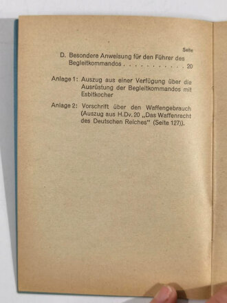 D.( Luft) 4604 " Dienstanweisung für den Führer des Begleitkommandos eines Munitionstransportes..." Ausgabe 1942 mit 24 Seiten