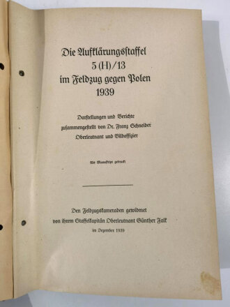 "Die Aufklärungsstaffel 5 ( H) / 13 im Feldzug gegen Polen 1939"