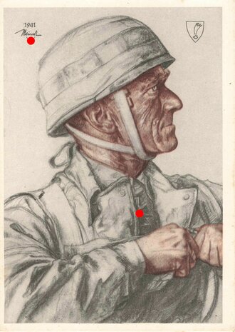 Ansichtskarte Luftwaffe " W. Willrich - Ritterkreuzträger Generalmajor Meindl"
