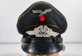 Luftwaffe Schirmmütze für Mannschaften fliegendes Personal oder Fallschirmtruppe, das Schweißband leicht defekt, sonst guter Zustand. Kopfgrösse 56