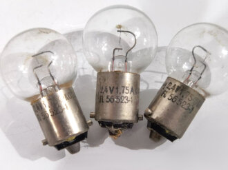3 Stück Glühlampen für  Luftwaffe Hinderniskennzeichnung , Panzerhandlampe Fl 56211. Funktion nicht geprüft