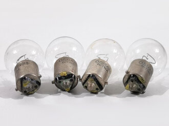 4 Stück Glühlampen für  Luftwaffe Hinderniskennzeichnung , Panzerhandlampe Fl 56211. Funktion nicht geprüft