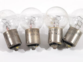 4 Stück Glühlampen für  Luftwaffe Hinderniskennzeichnung , Panzerhandlampe Fl 56211. Funktion nicht geprüft