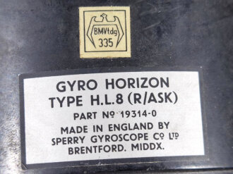 Großbritannien, künstlicher Horizont Gyro Horizon Type H.L8, Made by Sperry. Untested