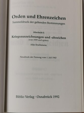 Sammeldruck "Merkblatt 15/5 - Orden und Ehrenzeichen...