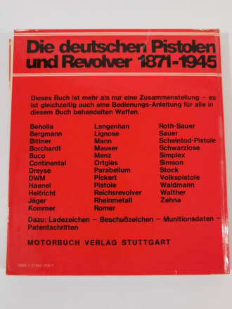 "Die deutschen Pistolen und Revolver 1871-1945", 205 Seiten, gebraucht