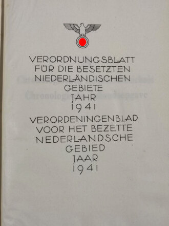 "Verordnungsblatt für die besetzten niederländischen Gebiete Jahr 1941 Verordeningenblad voor het bezette Nederlandsche Gebied Jaar 1941", 1034 Seiten, stark gebraucht