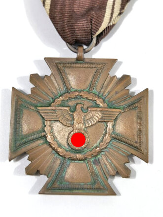 Dienstauszeichnung in Bronze der NSDAP, Leichte Ausführung in Cupal, Bandabschnitt mit Knöpfchen versehen