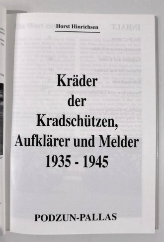 "Kräder der Kradschützen, Aufklärer und Melder 1935-1945", 160 Seiten, unter A4, gebraucht