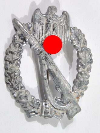 Infanterie- Sturmabzeichen in Silber mit Hersteller " JFS " auf der Rückseite, sehr guter Zustand