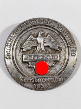 Blechabzeichen " Kreisbauerntag 1936, Landesbauernschaft Thüringen " Durchmesser 40mm