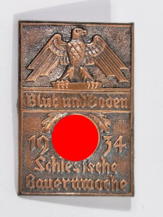 Blechabzeichen " Blut und Boden, Schlesische Bauernwoche 1934 "