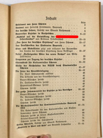 "Der Junge Staat (Nummer 5 der Schriftenreihe) Das Haus der Deutschen Erziehung", Bayreuth, 1933, 91 Seiten, A5