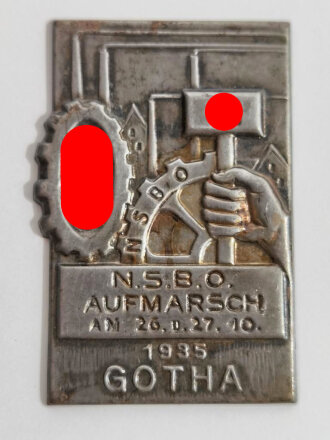 Blechabzeichen " N.S.B.O. Aufmarsch am 26. u. 27.10. 1935, Gotha " Nadel fehlt