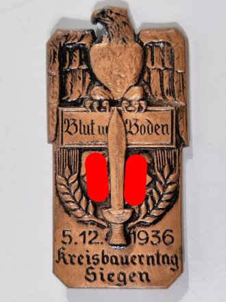Blechabzeichen " Blut und Boden, 5.12. 1936 Kreisbauerntag Siegen "