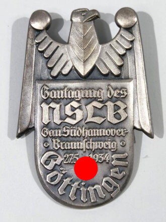 Blechabzeichen " Gautagung des NSLB Bau Südhannover, Braunschweig, Göttingen 27.5.1934 "