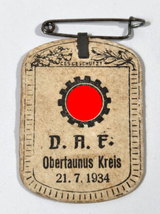 Abzeichen aus Karton " D.A.F. Obertaunus Kreis...