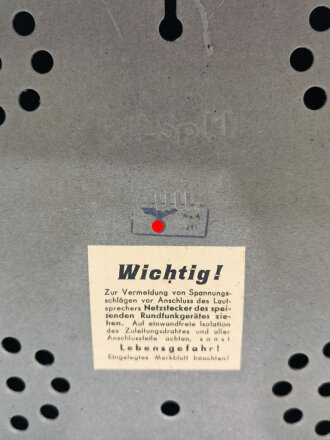 Wehrmacht Lautsprecher klein, Pappe. Sehr guter Gesamtzustand, Funktion nicht geprüft