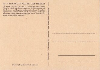 Ansichtskarte "Ritterkreuzträger des Heeres: Günther Goebbels"