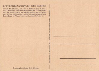 Ansichtskarte "Ritterkreuzträger des Heeres: Hugo Primozic"