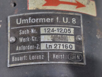 Luftwaffe Umformer U.8, Ln 27160, Funktion nicht geprüft