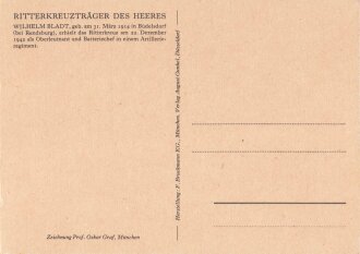 Ansichtskarte "Ritterkreuzträger des Heeres: Wilhelm Bladt"