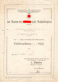 Verleihungsurkunde für die Dienstauszeichnung 3 und 4 Klasse der Wehrmacht, eines Unteroffizier aus Grunwald