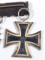 2er Spange ( Ordensspange ) Eisernes Kreuz 2. Klasse 1914 und Ehrenkreuz für Frontkämpfer, Bandspange umgestalltet zur Ordensspange, Eisernes Kreuz mit Hersteller dieser nicht sichtbar da im vernähten Bereich