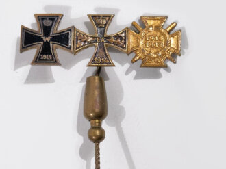 Miniatur 12mm, Eisernes Kreuz 1914, Kriegsverdienstkreuz Braunschweig, Ehrenkreuz für Frontfämpfer