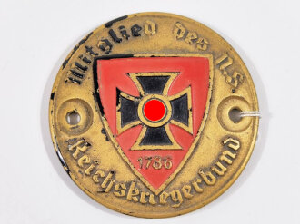 Türplakette aus Glas " Mitglied des N.S. Reichskriegerbund " Durchmesser 60mm