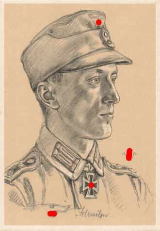 Ansichtskarte W.Willrich: "Ritterkreuzträger Oberwachtmeister Schmölzer in einem Gebirgsjäger-Bataillon"