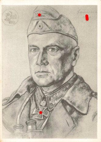 Ansichtskarte W.Willrich: "Ritterkreuzträger mit Eichenlaub Generalleutnant Grüwell - Kommandeut einer besonderes erfolgreichen Panzerdivision"