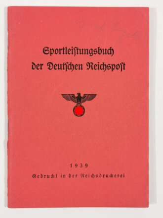 Sportleistungsbuch der Deutschen Reichspost datiert 1939, nur persönliche Daten eingetragen, keine weiteren Eintragungen keine Stempel