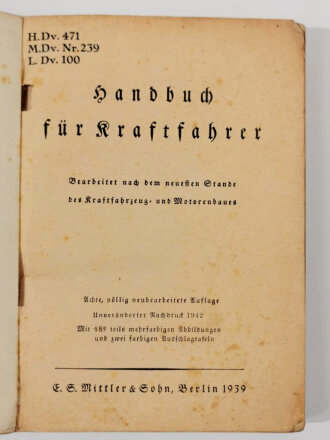 H.Dv.471 M.Dv.Nr. 239 L.Dv.100 "Handbuch für...