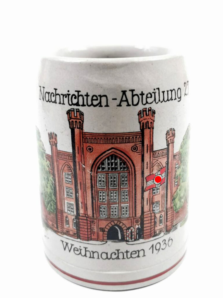 Halbliter Bierkrug " Nachrichten Abteilung 27 Weihnachten 1936" Augus