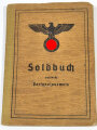 Soldbuch eines Angehörigen Gren.Ers.Btl. ( mot) 20 Regensburg. Eingetragenes Gewehr 43, Empfangen am 29.3.45