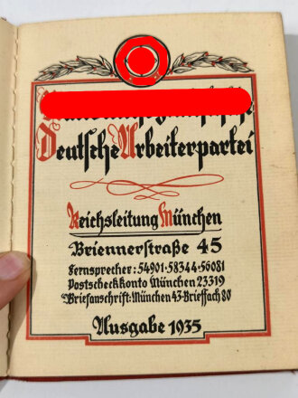 Mitgliedsbuch NSDAP Nr. 2315296 eines Landwirt aus...