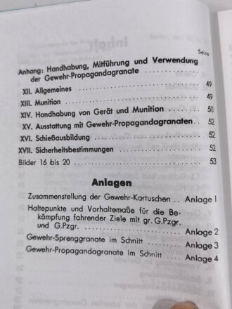 REPRODUKTION, Merkblatt über die Handhabung, Mitführung und Verwendung der Gewehrgranaten vom 20.10.1942, 57 Seiten plus Anlagen, A6