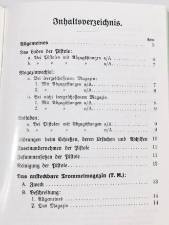 REPRODUKTION "Anleitung zur langen Pistole 08 mit ansteckbarem Trommelmagazin" Berlin 1917 , 21 Seiten mit Anlagen, NACHDRUCK