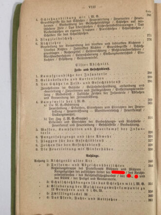 "Der Dienstunterricht im Heere, Ausgabe für den Schützen der M.G.K", Berlin, 1940, 384 Seiten, A5, das 1. Blatt mit Bildnis A.H. fehlt