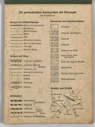 Hubertus Meldeblock, Nr. 235, 35 holzfreie Meldeformulare und 1 Blatt Kartenzeichen für Dienstgebrauch und Geländesport, gebraucht keine Eintragungen