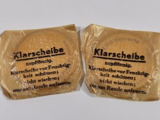 2 Paar Ersatzklarscheiben für das Deckelfach der Gasmaskendose der Wehrmacht