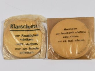 2 Paar Ersatzklarscheiben für das Deckelfach der Gasmaskendose der Wehrmacht