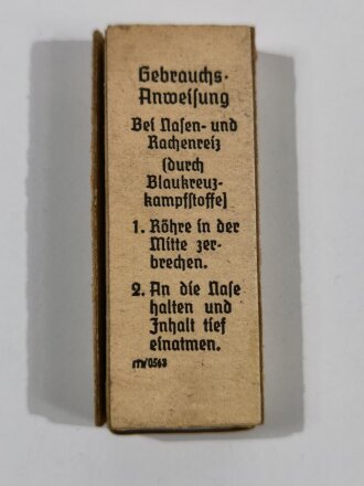 Pack " Riechmittel "( Brechampullen ) Wehrmacht für Sanitätszwecke. NUR FÜR DEKORATIONSZWECKE