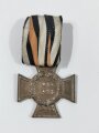 Ehrenkreuz für Kriegsteilnehmer an Einzelspange mit dazugehöriger Verleihungsurkunde, Ausgestellt an einen Landwirt aus Lohrheim, Urkunde vierfach gefaltet